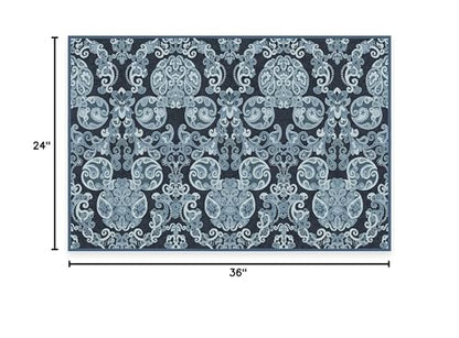 RUGGABLE Disney Traditional Mickey Mouse Washable Rug - Perfect Area Rug for Nursery Playroom Kids Room - Pet &amp; Child Friendly - Stain &amp; Water Resistant - Damask Grey 3&