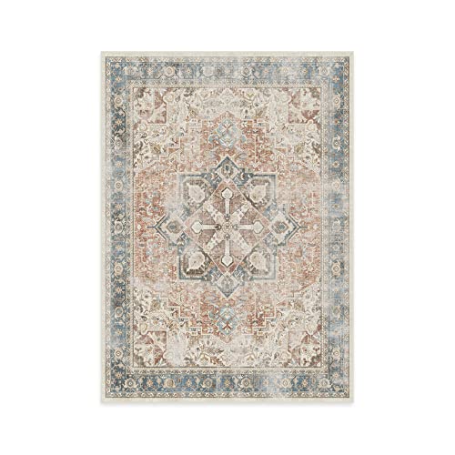 RUGGABLE Kamran Washable Rug - Perfect Vintage Area Rug for Living Room Bedroom Kitchen - Pet &amp; Child Friendly - Stain &amp; Water Resistant - Hazel 5&
