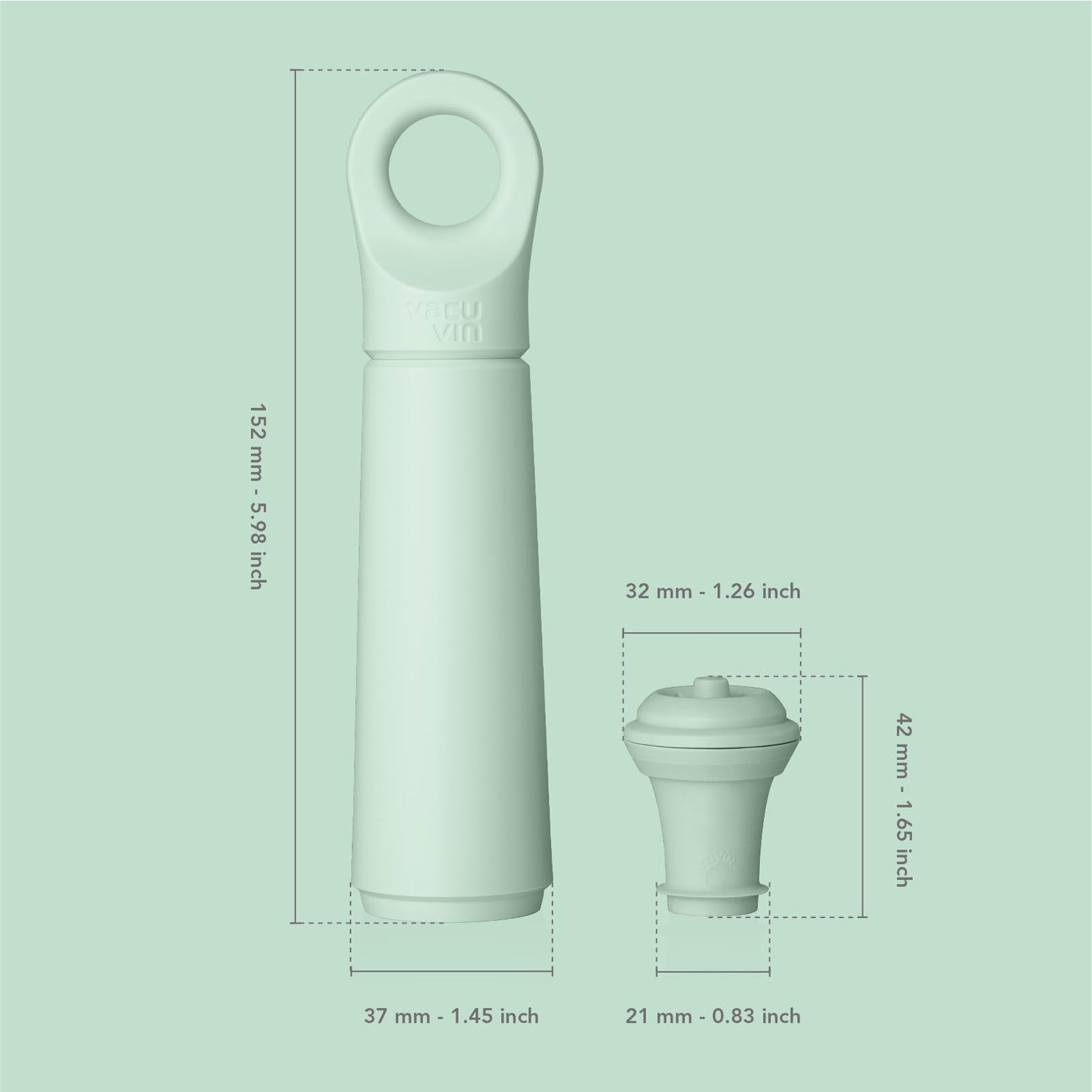 Vacu Vin Wine Saver Loop - Designed and Made in the Netherlands - Vacuum Wine Stopper Keeps Your Wine Fresh for up to 10 Days - Reusable, Made with 98% Recycled Material - 1 Pump, 1 Stopper, Sand