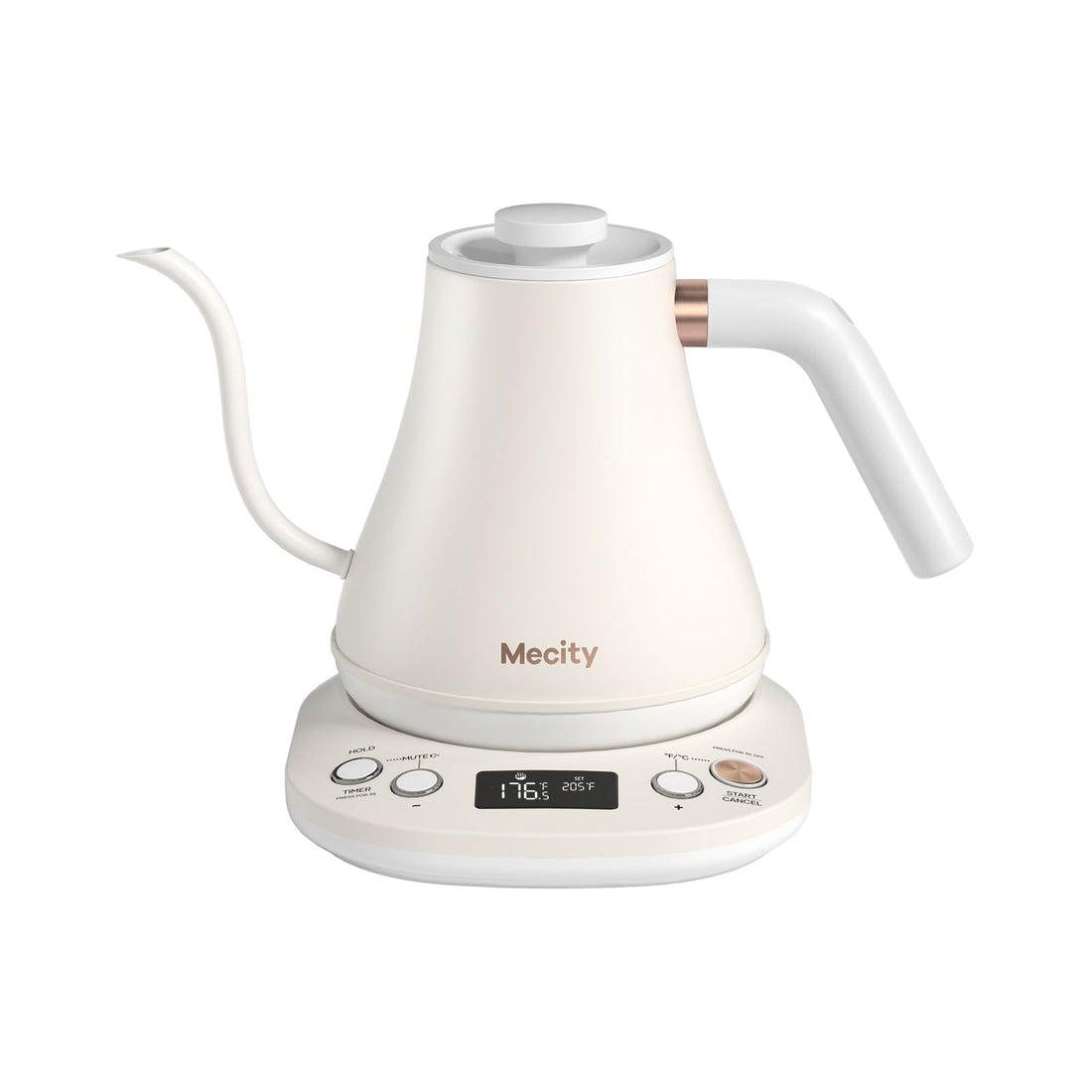 Mecity Electric Gooseneck Kettle With Keep Warm Function &amp; LCD Display Automatic Shut Off Coffee Kettle Temperature Control Pour Over Kettle 1200 Watt, 0.8L, 120V, Off White