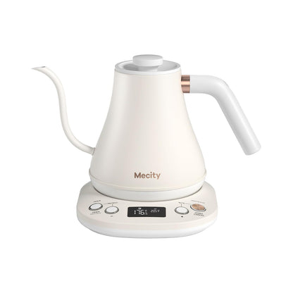 Mecity Electric Gooseneck Kettle With Keep Warm Function &amp; LCD Display Automatic Shut Off Coffee Kettle Temperature Control Pour Over Kettle 1200 Watt, 0.8L, 120V, Off White