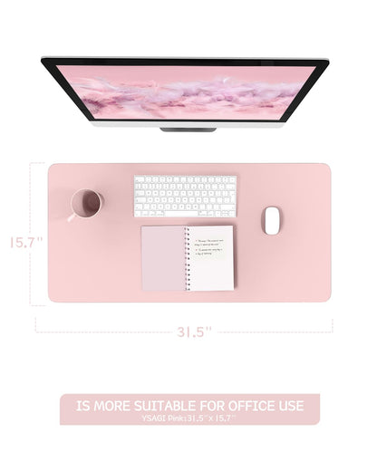 Non-Slip Desk Pad,Mouse Pad,Waterproof PVC Leather Desk Table Protector,Ultra Thin Large Desk Blotter, Easy Clean Laptop Desk Writing Mat for Office Work/Home/Decor(Pink, 23.6&quot; x 13.7&quot;)