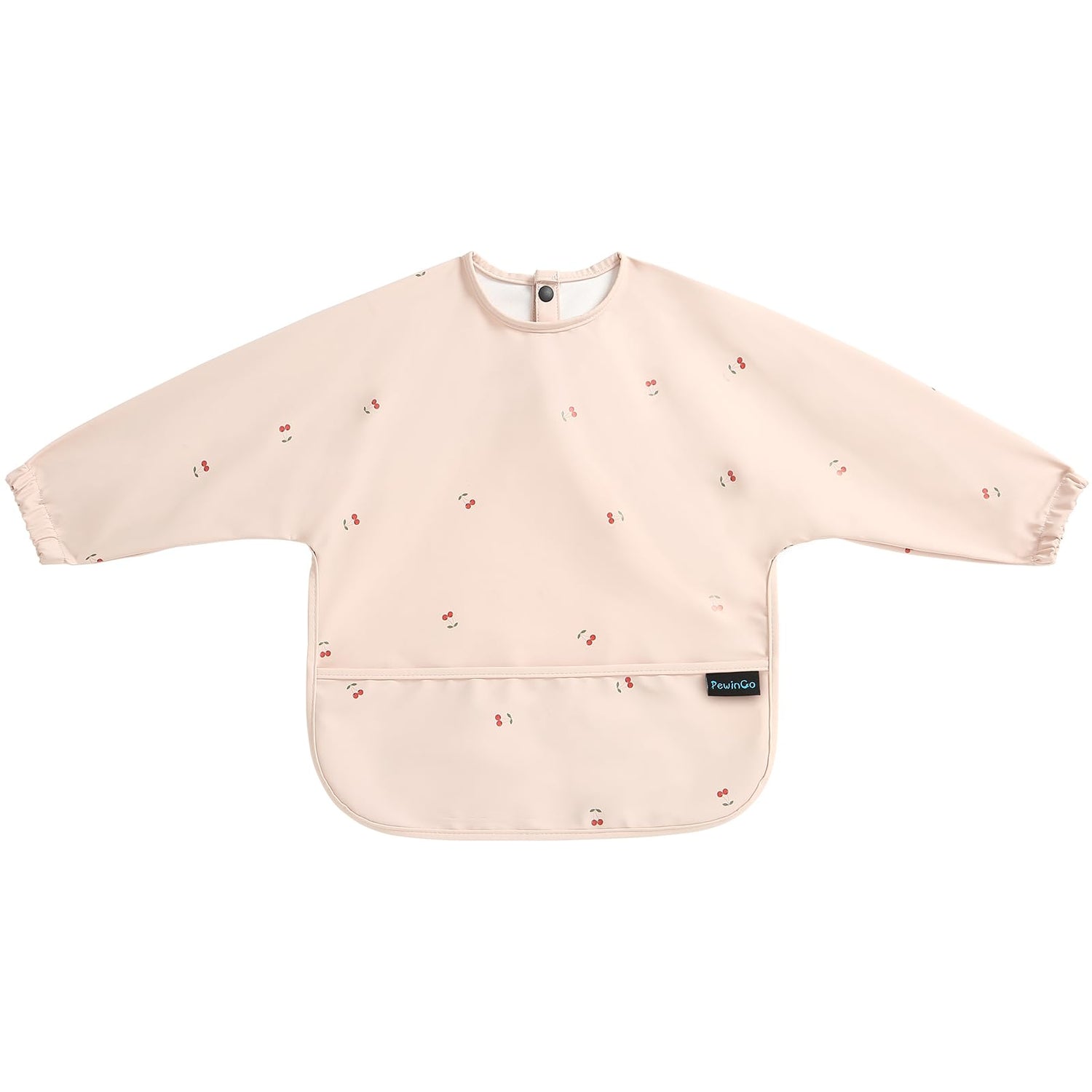 PewinGo Weaning Bib with Long Sleeves &amp; BLW, Soft and Skin-Friendly Material, Coverall Bibs for Baby Feeding, Waterproof and Easy to Clean &amp; Machine Washable, for Baby Infant Toddlers (Pink)
