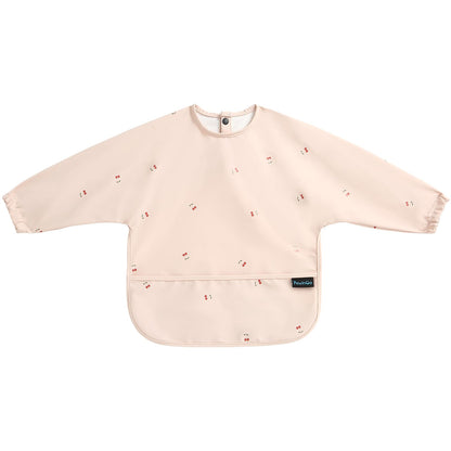 PewinGo Weaning Bib with Long Sleeves &amp; BLW, Soft and Skin-Friendly Material, Coverall Bibs for Baby Feeding, Waterproof and Easy to Clean &amp; Machine Washable, for Baby Infant Toddlers (Pink)