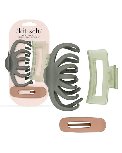 Kitsch Large Assorted Hair Clips for Women - Medium Open Shape Hair Claw Clips for Thick Hair | Small Open Shape Hair Clip &amp; Big Claw Clip for Teen Girls | Hair Styling Accessories, 3 pcs