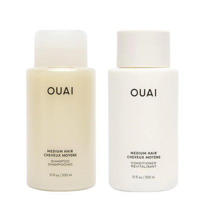 OUAI Fine Shampoo and Conditioner Set - Sulfate Free Shampoo and Conditioner for Fine Hair - Made with Keratin, Marshmallow Root, Shea Butter &amp; Avocado Oil - Free of Parabens &amp; Phthalates (10 Fl Oz)