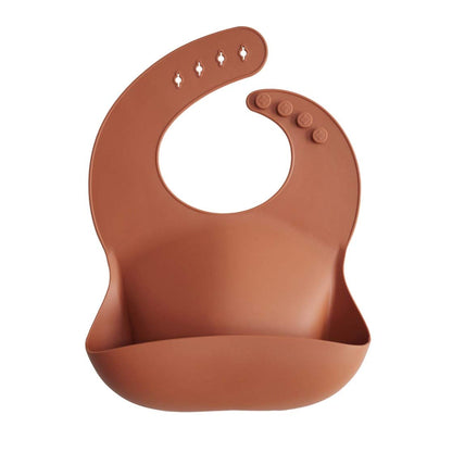 mushie Silicone Baby Bib | Adjustable Fit Waterproof Bibs (Whales)