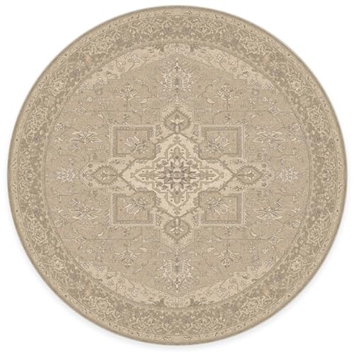 RUGGABLE Maral Heriz Washable Rug - Perfect Vintage Area Rug for Living Room Bedroom Kitchen - Pet &amp; Child Friendly - Stain &amp; Water Resistant - Creme 3&