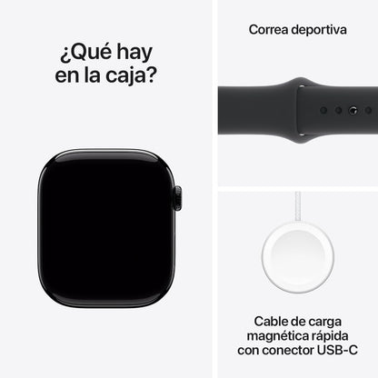 Apple Watch Series 10 [GPS 46mm] Smartwatch with Jet Black Aluminium Case with Black Sport Band. Fitness Tracker, ECG App, Always-On Retina Display, Water-Resistant