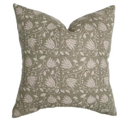 Pillow Cover 100% Linen 20 x 20 inches Double Sided Block Print with Zipper for Easy Removal Home Decor Shabby Chic Farmhouse Neutral Decorative Sofa Couch Accent (Plaid White Grey)