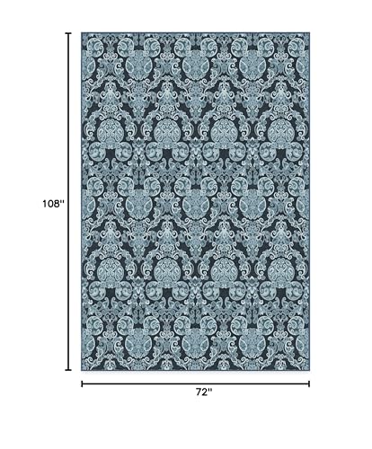 RUGGABLE Disney Traditional Mickey Mouse Washable Rug - Perfect Area Rug for Nursery Playroom Kids Room - Pet &amp; Child Friendly - Stain &amp; Water Resistant - Damask Grey 3&