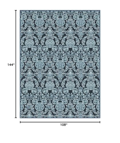 RUGGABLE Disney Traditional Mickey Mouse Washable Rug - Perfect Area Rug for Nursery Playroom Kids Room - Pet &amp; Child Friendly - Stain &amp; Water Resistant - Damask Grey 3&