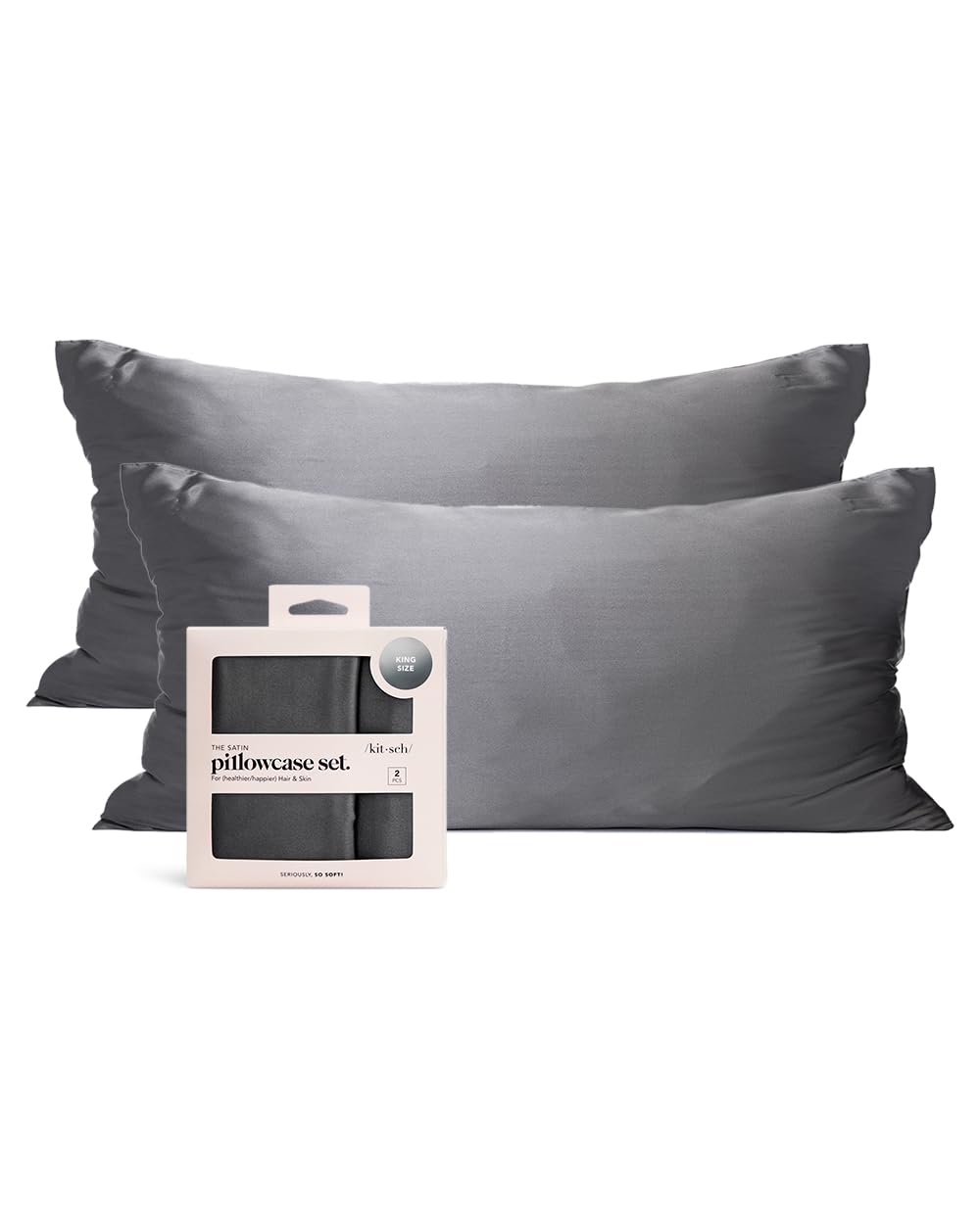 Kitsch Satin Pillowcase with Zipper for Hair &amp; Skin, Softer Than Silk Pillow Cases Queen, Smooth Pillow Covers, Machine Washable, Wrinkle-Free, Cooling Satin Pillow Cases Standard Size 19&quot;x26&quot;, Ivory