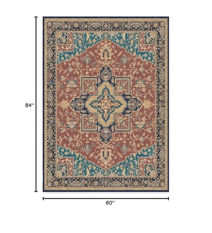 RUGGABLE Maral Heriz Washable Rug - Perfect Vintage Area Rug for Living Room Bedroom Kitchen - Pet &amp; Child Friendly - Stain &amp; Water Resistant - Creme 3&