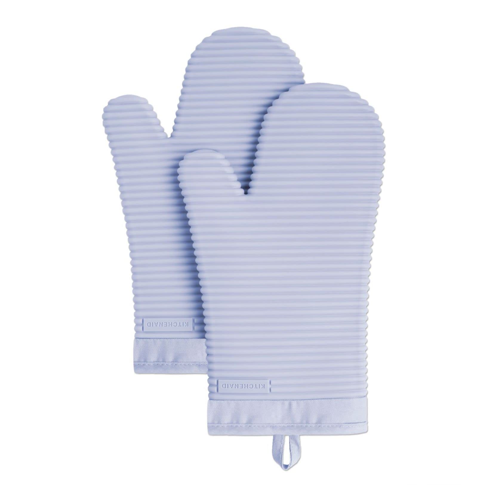 KitchenAid Ribbed Soft Silicone Oven Mitt Set, 7&quot;x13&quot;, Milkshake 2 Count