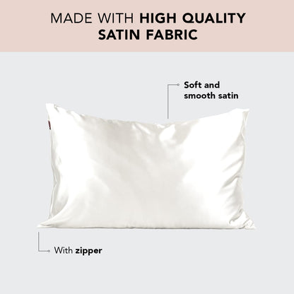 Kitsch Satin Pillowcase with Zipper for Hair &amp; Skin, Softer Than Silk Pillow Cases Queen, Smooth Pillow Covers, Machine Washable, Wrinkle-Free, Cooling Satin Pillow Cases Standard Size 19&quot;x26&quot;, Ivory
