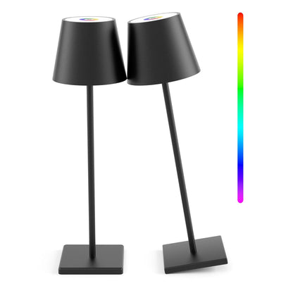 2-Pack LED Cordless Table Lamp, Rechargeable Battery Desk lamp 3W 5500mAh Battery Operated Stepless Dimming Modern Portable Table Light for Restaurant/Bedroom/Outdoor IP54 Waterproof (Off White)