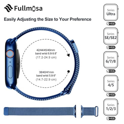 Fullmosa Compatible with Apple Watch Band 49mm 46mm 45mm 44mm 42mm 41mm 40mm 38mm Women Men, Stainless Steel Milanese Loop Replacement iWatch Bands Ultra 2/1 Series 10 9 8 7 6 5 4 3 2 1 SE