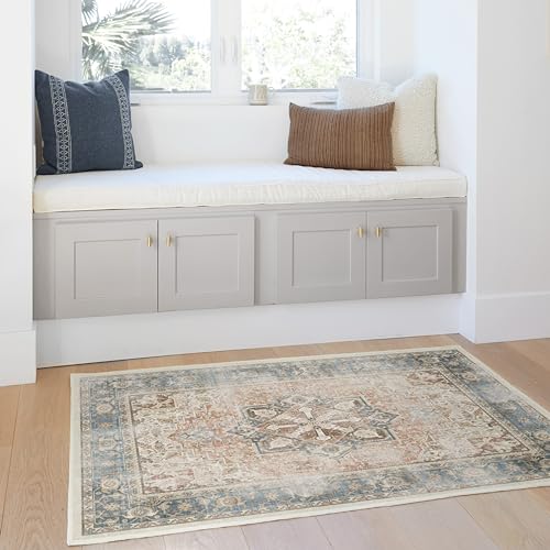 RUGGABLE Kamran Washable Rug - Perfect Vintage Area Rug for Living Room Bedroom Kitchen - Pet &amp; Child Friendly - Stain &amp; Water Resistant - Hazel 5&