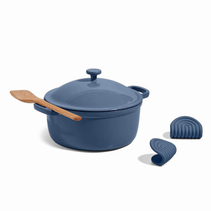 Our Place Cast Iron Perfect Pot | 6-in-1 Multifunctional 5.5 Qt. Toxin-Free Enameled Dutch Oven with Self-Basting Lid | Hot Grips &amp; Beechwood Scraper | Induction Cooktop and Oven Safe | Spice