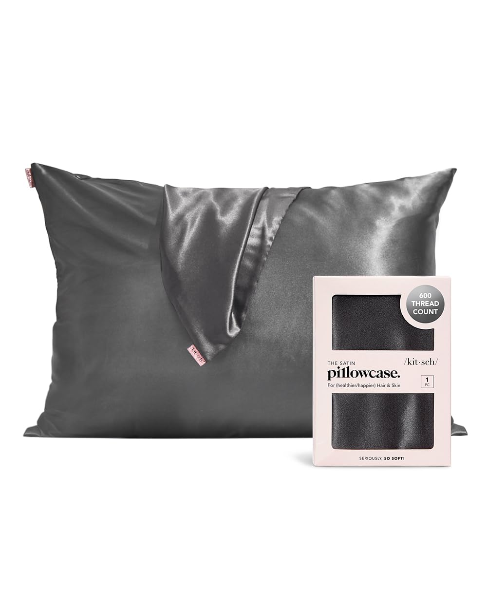 Kitsch Satin Pillowcase with Zipper for Hair &amp; Skin, Softer Than Silk Pillow Cases Queen, Smooth Pillow Covers, Machine Washable, Wrinkle-Free, Cooling Satin Pillow Cases Standard Size 19&quot;x26&quot;, Ivory