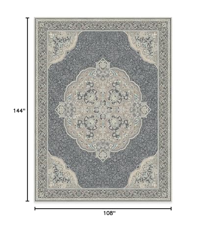 RUGGABLE Disney Traditional Mickey Mouse Washable Rug - Perfect Area Rug for Nursery Playroom Kids Room - Pet &amp; Child Friendly - Stain &amp; Water Resistant - Damask Grey 3&