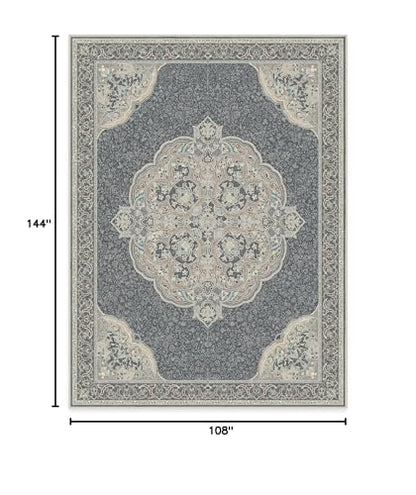 RUGGABLE Disney Traditional Mickey Mouse Washable Rug - Perfect Area Rug for Nursery Playroom Kids Room - Pet &amp; Child Friendly - Stain &amp; Water Resistant - Damask Grey 3&