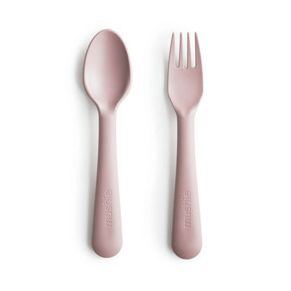 mushie Flatware Fork and Spoon Set for Kids | Made in Denmark (Sage)