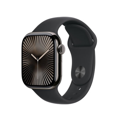 Apple Watch Series 10 [GPS 46mm] Smartwatch with Jet Black Aluminium Case with Black Sport Band. Fitness Tracker, ECG App, Always-On Retina Display, Water-Resistant