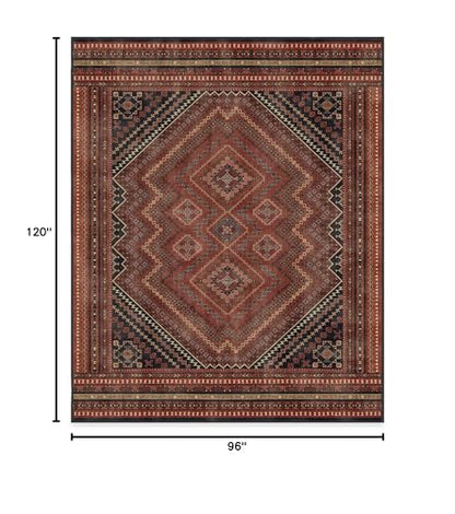 RUGGABLE Kaden Washable Rug - Perfect Vintage Area Rug for Living Room Bedroom Kitchen - Pet &amp; Child Friendly - Stain &amp; Water Resistant - Amber Red 3&