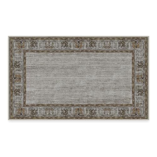 RUGGABLE Zinnia Runner Rug - Perfect Boho Washable Rug for Entryway Hallway Kitchen - Pet &amp; Child Friendly - Stain &amp; Water Resistant - Grey 2.5&