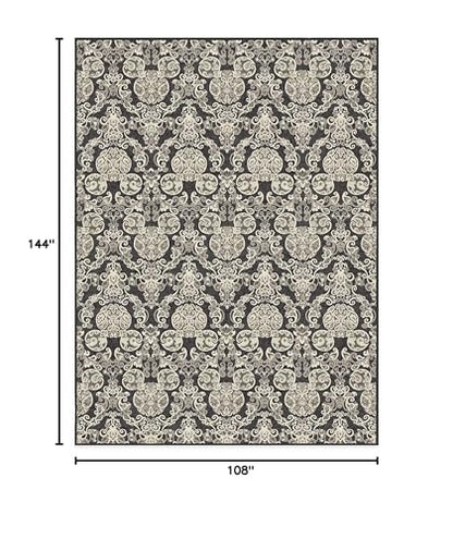 RUGGABLE Disney Traditional Mickey Mouse Washable Rug - Perfect Area Rug for Nursery Playroom Kids Room - Pet &amp; Child Friendly - Stain &amp; Water Resistant - Damask Grey 3&