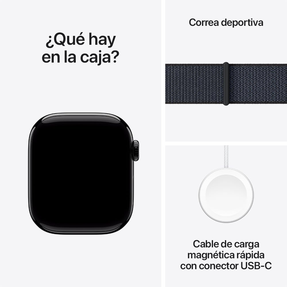 Apple Watch Series 10 [GPS 46mm] Smartwatch with Jet Black Aluminium Case with Black Sport Band. Fitness Tracker, ECG App, Always-On Retina Display, Water-Resistant