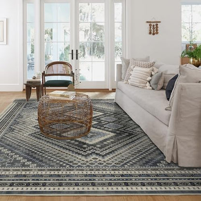 RUGGABLE Kaden Washable Rug - Perfect Vintage Area Rug for Living Room Bedroom Kitchen - Pet &amp; Child Friendly - Stain &amp; Water Resistant - Amber Red 3&