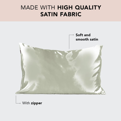 Kitsch Satin Pillowcase with Zipper for Hair &amp; Skin, Softer Than Silk Pillow Cases Queen, Smooth Pillow Covers, Machine Washable, Wrinkle-Free, Cooling Satin Pillow Cases Standard Size 19&quot;x26&quot;, Ivory