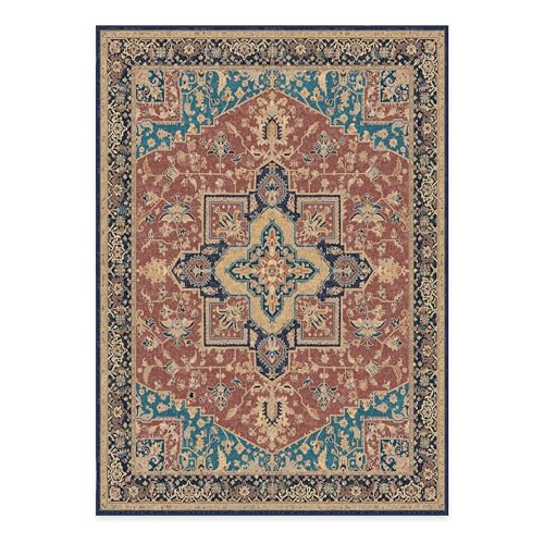 RUGGABLE Maral Heriz Washable Rug - Perfect Vintage Area Rug for Living Room Bedroom Kitchen - Pet &amp; Child Friendly - Stain &amp; Water Resistant - Creme 3&