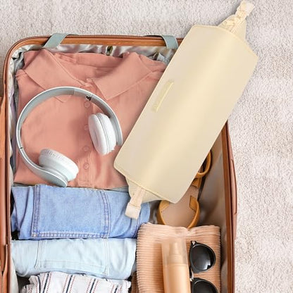 BAREFOOT CARIBOU Hair Tools Travel Bag and Heat Resistant Mat for Flat Irons, Straighteners, Curling Iron, and Haircare Accessories, 2-in-1 Design, with Interior Pockets, Portable Organizer (Ivory)