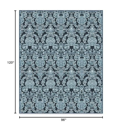 RUGGABLE Disney Traditional Mickey Mouse Washable Rug - Perfect Area Rug for Nursery Playroom Kids Room - Pet &amp; Child Friendly - Stain &amp; Water Resistant - Damask Grey 3&