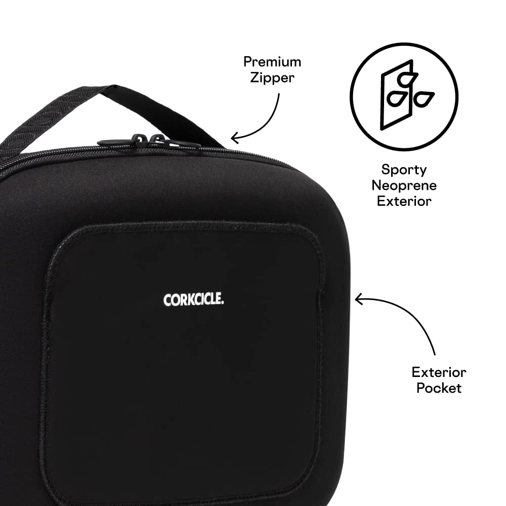 Corkcicle Lunchpod Insulated Lunch Bag, Black Neoprene, 11” x 8.75” x 4” – Crush-Proof Lunch Box Holds 16 oz Food Container – Cooler Bag Has Handle for Easy Carrying, Exterior &amp; Interior Pocket