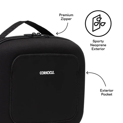Corkcicle Lunchpod Insulated Lunch Bag, Black Neoprene, 11” x 8.75” x 4” – Crush-Proof Lunch Box Holds 16 oz Food Container – Cooler Bag Has Handle for Easy Carrying, Exterior &amp; Interior Pocket
