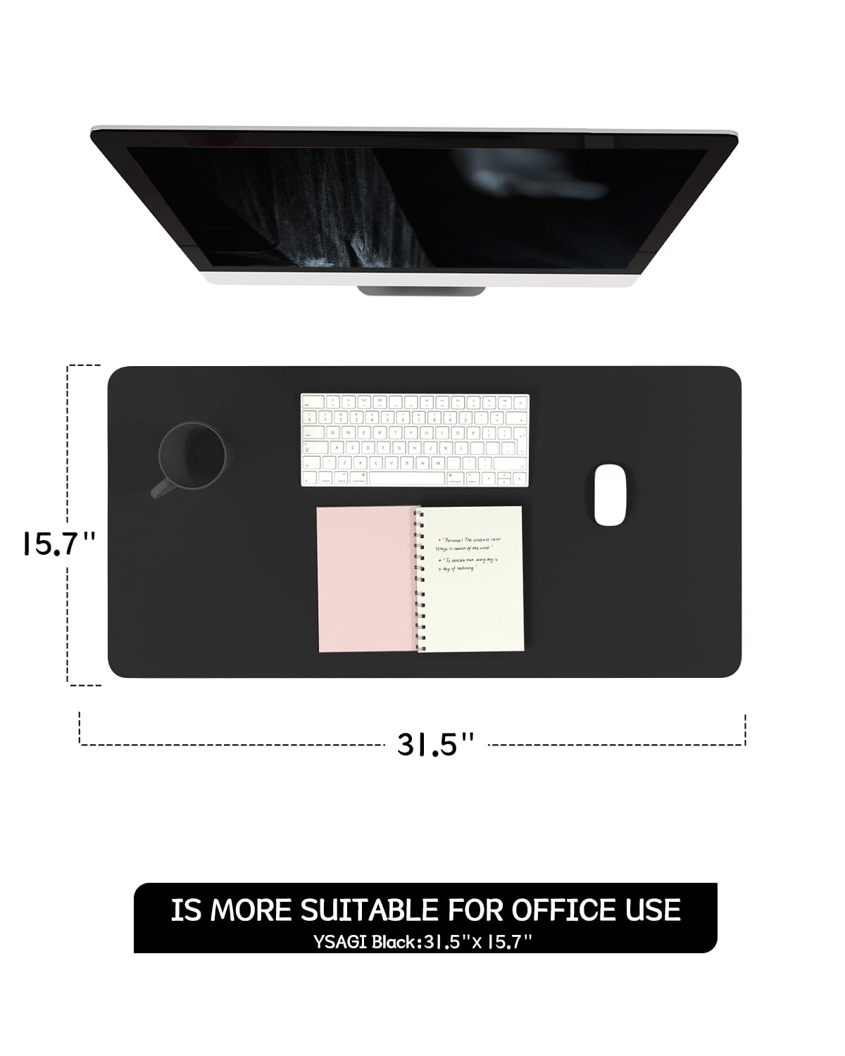 Non-Slip Desk Pad,Mouse Pad,Waterproof PVC Leather Desk Table Protector,Ultra Thin Large Desk Blotter, Easy Clean Laptop Desk Writing Mat for Office Work/Home/Decor(Pink, 23.6&quot; x 13.7&quot;)