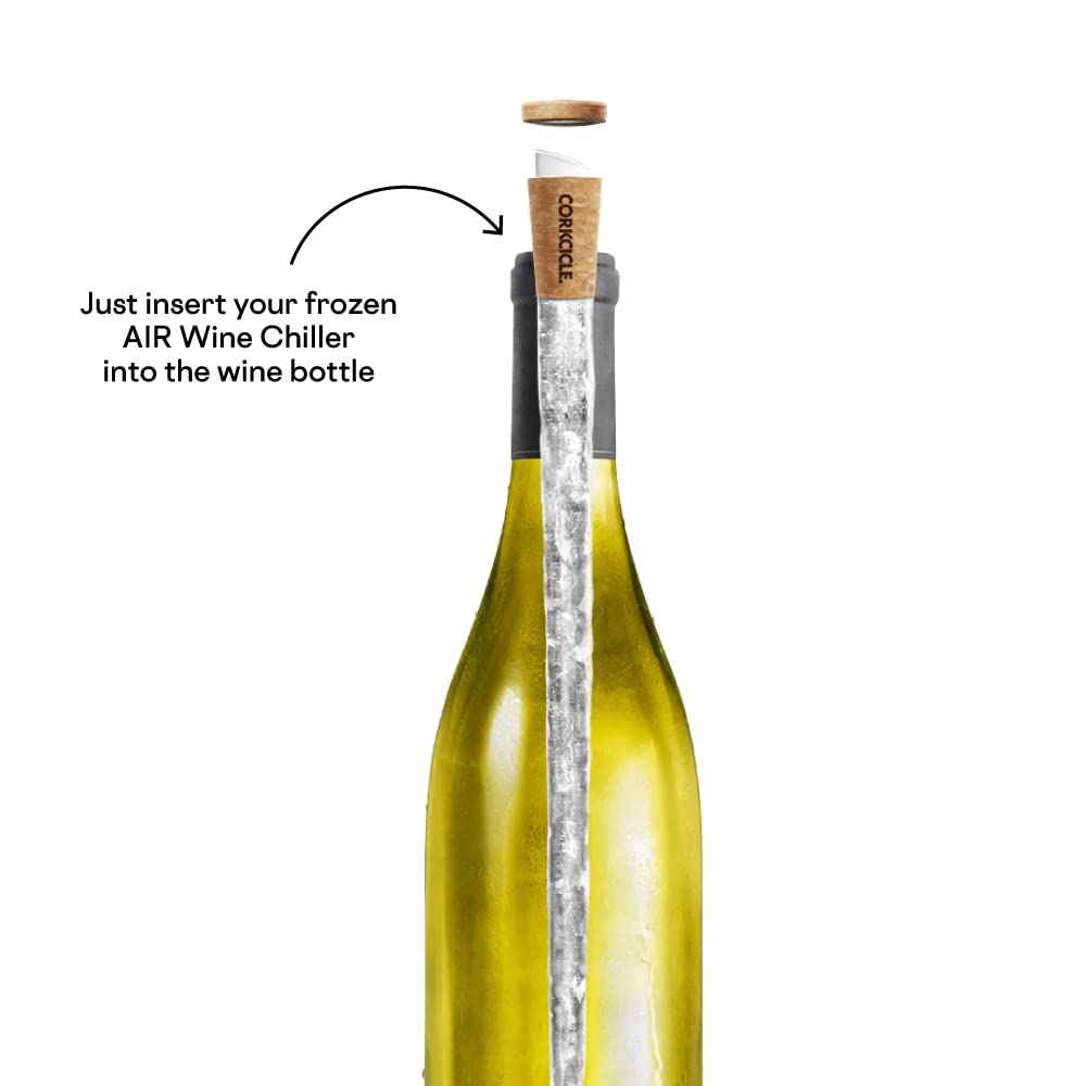Corkcicle Air Wine Bottle Chiller, 0.94” x 0.94” x 12” – Keep Chilled Whites Cold &amp; Bring Room Temp Reds to Cellar Temp in 15 Minutes with the Wine Chiller – Convenient Pour-Through with Aerator