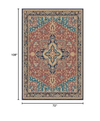 RUGGABLE Maral Heriz Washable Rug - Perfect Vintage Area Rug for Living Room Bedroom Kitchen - Pet &amp; Child Friendly - Stain &amp; Water Resistant - Creme 3&
