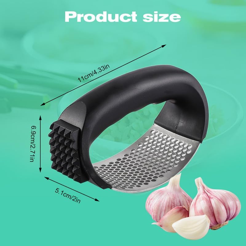 Upgraded Garlic Press Rocker, 2024 New Stainless Steel Garlic Presser, Garlic Mincer Crusher Masher with Peeler and Cleaning Brush, Garlic Chopper for Smash Garlic Kitchen Gadgets Tools (Pink)