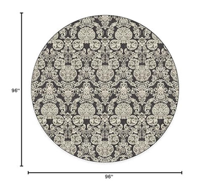 RUGGABLE Disney Traditional Mickey Mouse Washable Rug - Perfect Area Rug for Nursery Playroom Kids Room - Pet &amp; Child Friendly - Stain &amp; Water Resistant - Damask Grey 3&