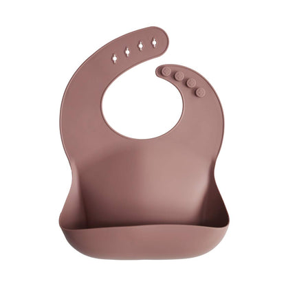 mushie Silicone Baby Bib | Adjustable Fit Waterproof Bibs (Whales)