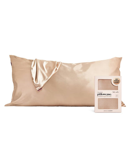Kitsch Satin Pillowcase with Zipper for Hair &amp; Skin, Softer Than Silk Pillow Cases Queen, Smooth Pillow Covers, Machine Washable, Wrinkle-Free, Cooling Satin Pillow Cases Standard Size 19&quot;x26&quot;, Ivory