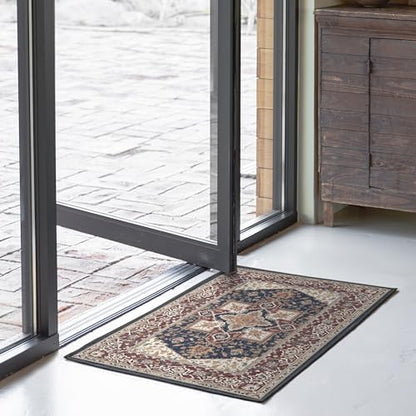 RUGGABLE Maral Heriz Washable Rug - Perfect Vintage Area Rug for Living Room Bedroom Kitchen - Pet &amp; Child Friendly - Stain &amp; Water Resistant - Creme 3&