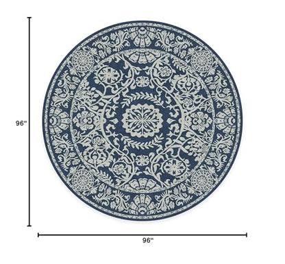 RUGGABLE Washable 2x3 Area Rug, Delphina Delft Blue, Premium Vintage Rugs for Living Room, Bedroom, Kitchen, Office, Classroom with Gripper Non Slip Pad