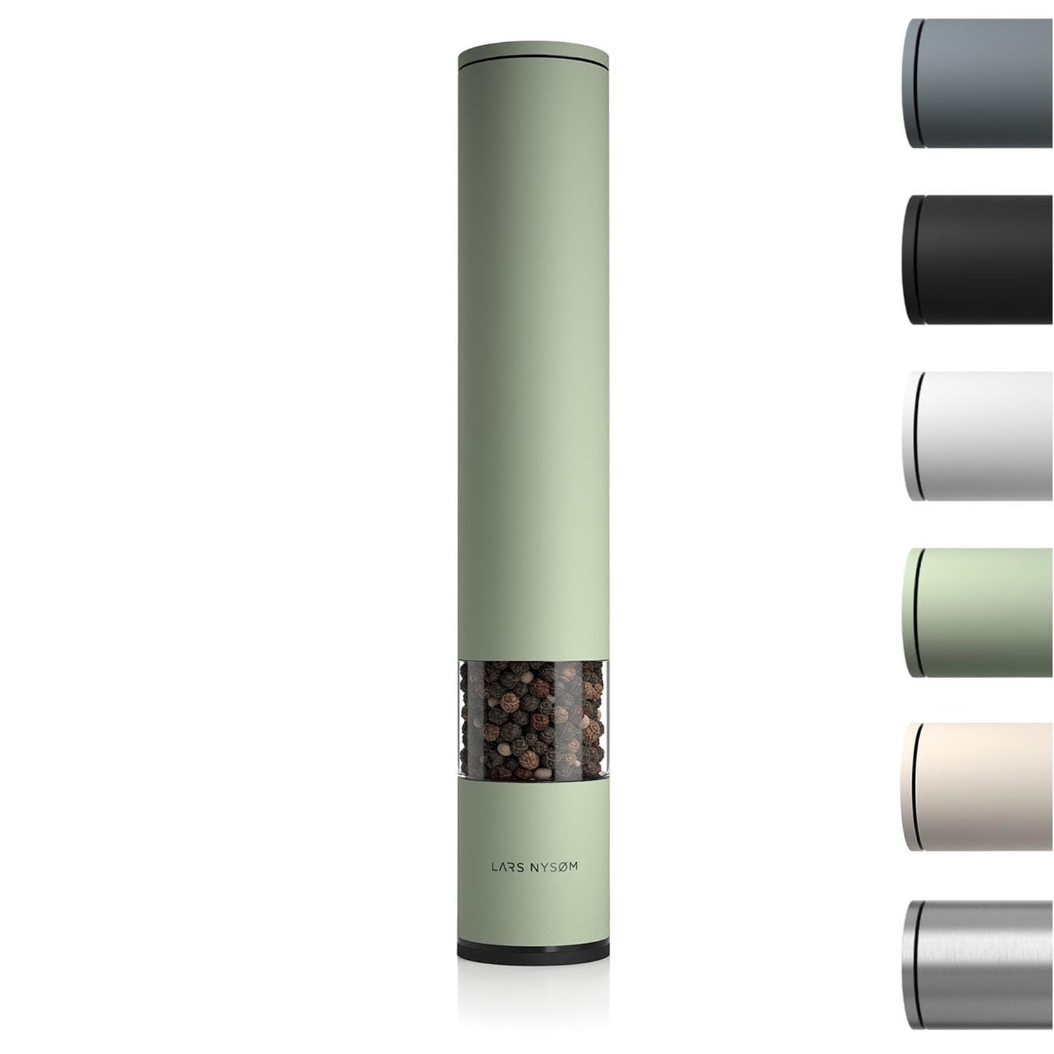 LARS NYSØM Salt and Pepper Mills Set Stainless Steel with Adjustable Ceramic Grinder 2 Pieces I Design Spice Mills Set Manual (Brown/Beige)